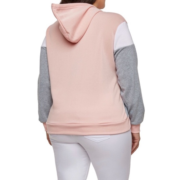Pink gray and white LA graphic color block sweater - Picture 4 of 7
